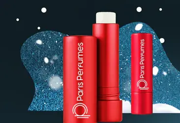 Piros ajakbalzsamok Paris Perfumes logóval